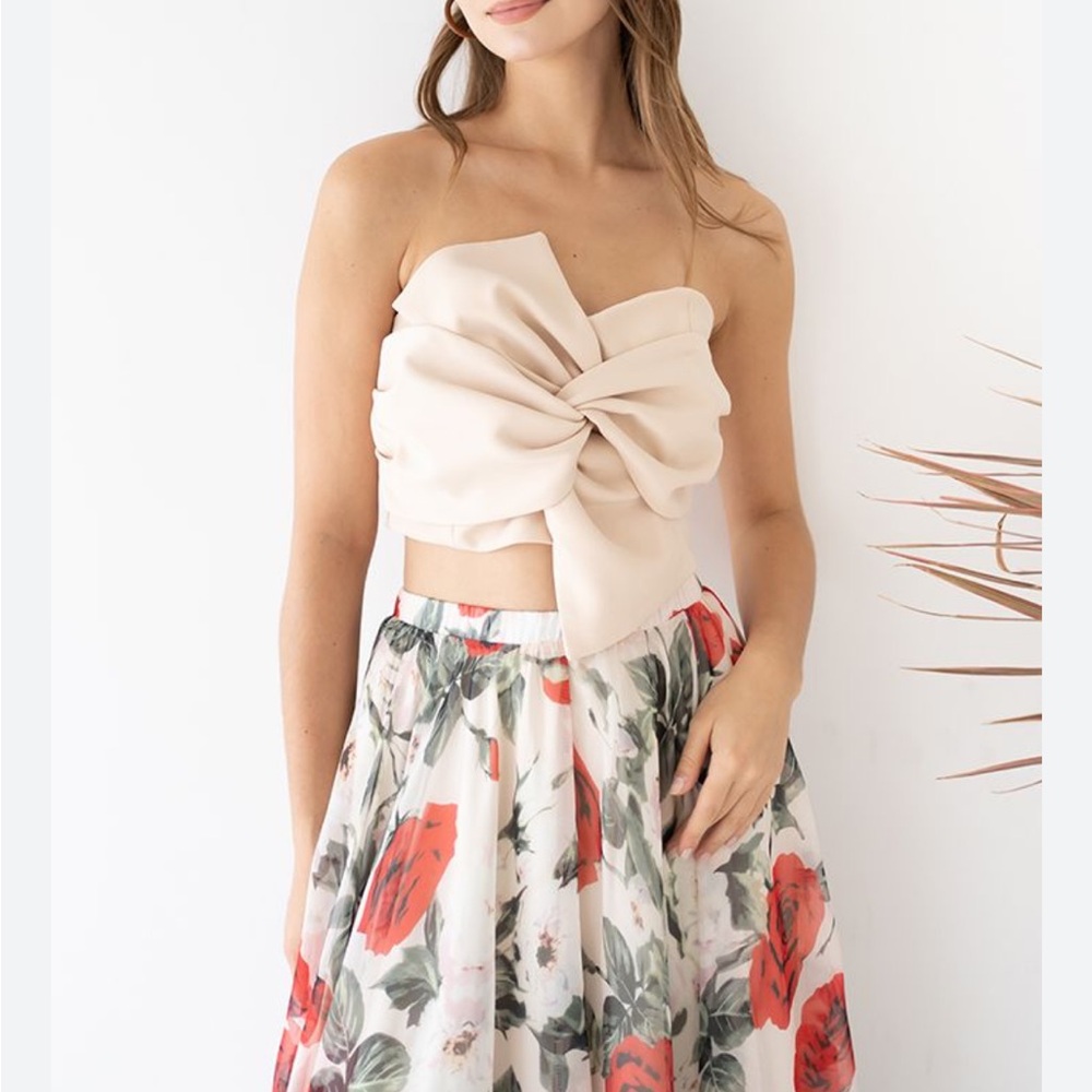 NWT Mulla Lilly Tube Top Faux Leather Cream L